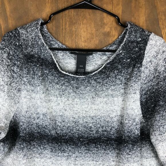 Lane Bryant Womens Sweater Black White Striped Crew Neck 3/4 Sleeve 14/16 - Picture 2 of 12